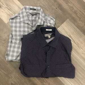 Express Men's Checkered and Polka Dot Button Down Shirts Bundle Large